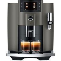 Espressor automat Jura E8 Piano Dark Inox, 1450W, 15 bar, 17 bauturi, sistem spumare lapte, rezervor apa 1.9l, recipient cafea 280g, argintiu, JURA