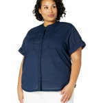 Imbracaminte Femei NYDJ Plus Size Short Sleeve Blouse Oxford Navy, NYDJ