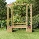 Pergola de gradina cu banca si jardiniere lemn masiv pin tratat, VidaXL