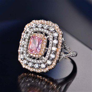 Inel Elegant Roz Care Imita Diamantul, Bijuterii Fashion, Neer