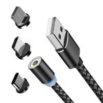 Cablu de Incarcare si Date Magnetic 3 in 1, Type C, Micro USB, Lighting, X-CABLE, 1 metru, Negru, 