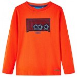 Tricou copii mâneci lungi design poartă fotbal, portocaliu aprins, 128, Casa Practica