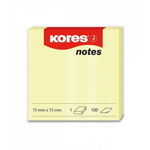 Bloc notes adezive, 100 file, 75x75 mm, galben pal, Kores
