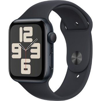 Apple Watch SE (2023), GPS, Carcasa Midnight Aluminium 44mm, Midnight Sport Band - M/L, Apple