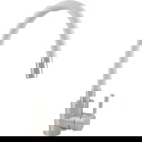 Baterie bucatarie Ermetiq ER-YX208A, pipa flexibila, cartus ceramic, Inox, Alb, Ermetiq