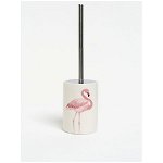 Perie de toaleta cu suport bej si print flamingo SIFCON