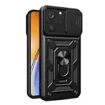 Husa telefon compatibila huawei nova y61, protectie camera slide and snap soft premium, magnetic ring holder, popgrip, anti-shock, negru