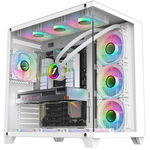 Carcasa 1stPLAYER® Gaming MV8-TP, ARGB, Cube-Tower, fara sursa, culoare alba, 1stPlayer