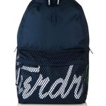 Rucsac cu logo, compartiment exterior si model plasa, albastru, barbati, Superdry, SuperDry