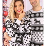 Haine de Craciun Bluza Snowflakes Negru