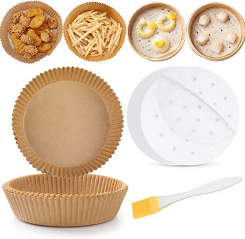Set de 100 hartii de copt pentru friteuza Simpeak, maro/alb, 16 cm