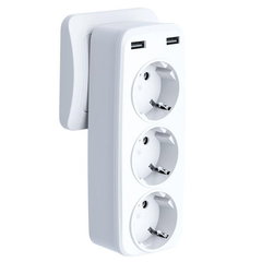Triplu Stecher cu Slot USB, Priza 220V, Conector EU, XO-WL08, Alb