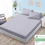 Husa de pat cu elastic 160x200 din Bumbac Finet + 2 Fete de Perna - Gri, 