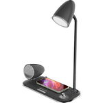 Incarcator wireless si lampa birou Tellur Nostalgia, 15W, Boxa Bluetooth 5W, Negru