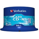 Mediu optic BLANK  CD-R Verbatim  CRYSTAL AZO 52X 700MB  50PK SPINDLE DATALIFEPLUS, Verbatim