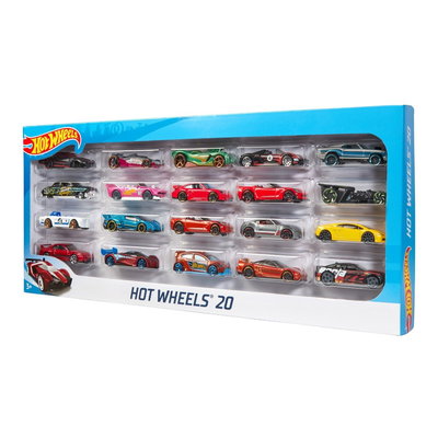 Set de 20 de masini, Hot Wheels, H7045 Mix, 45,6 x 19,2 x 4,3 cm