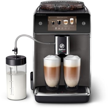 Espressor automat Saeco GranAroma Deluxe SM6682/10, 18 specialitati de cafea, ecran cu touch color 5", 6 profiluri de utilizator, 3 profiluri de gust presetate cu CoffeeMaestro, conectivitate, rasnita ceramica cu 12 trepte de macinare, negru
