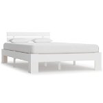 vidaXL Cadru de pat cu tăblie, alb, 140x200 cm, lemn masiv de pin, vidaXL