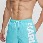 Pantaloni scurti de baie cu imprimeu logo, Karl Lagerfeld