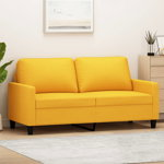 Canapea cu 2 locuri vidaXL, galben deschis, 140 cm, material textil, 20.2 kg