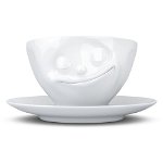 Ceașcă din porțelan pentru cafea 58products Happy, alb, 200 ml, 58products