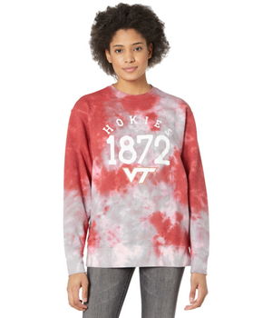 Imbracaminte Femei Lauren James Virginia Tech Hokies Tie-Dye Sweatshirt Maroon HeatherGrey, Lauren James