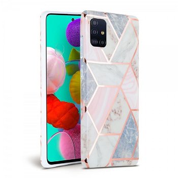 Husa Spate Tech-protect Marble Silicone Samsung Galaxy A71 Roz