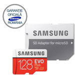 Card de memorie Samsung EVO Plus MB-MC128GA/EU, micro SDHC UHS-I 128GB (Clasa 10), 95MB/s, Waterproof + Adaptor SD