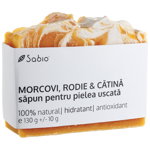 Sapun natural pentru pielea uscata cu morcovi + rodie si catina, 130g, Sabio, Sabio