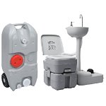 vidaXL Set portabil cu toaletă, lavoar și rezervor apă pentru camping, vidaXL