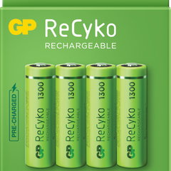 4x rechargeable batteries akumulatorki AA / R6 GP ReCyko 1300 Series Ni-MH 1300mAh