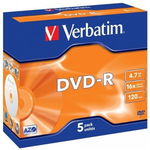 Mediu de Stocare 4x5 DVD-R 4,7GB 16x Speed, Jewel Case, VERBATIM