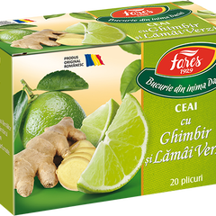 Ceai Fares Ghimbir si Lamai verzi 20 plicuri/cutie