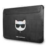 Husa laptop Karl Lagerfeld, Choupette Head Embossed, pentru laptop de 13/14 inch, Piele ecologica, Black