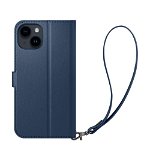 Husa cu snur Spigen Wallet S compatibila cu iPhone 14 Blue, Spigen