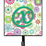 Caroline`s Treasures Litera X Flori roz Teal verde lesa inițială sau suport cheie 7Hx4.25W, 