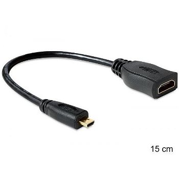 Delock Cable High Speed HDMI with Ethernet - HDMI micro D male > HDMI A female, DELOCK