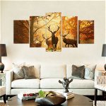 Pictura decorativa pe panza set 5 buc Reindeer Animal Pattern Living Room, Neer