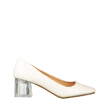 Pantofi dama cu toc albi din piele ecologica Stom, Kalapod