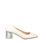Pantofi dama cu toc albi din piele ecologica Stom, Kalapod