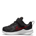 Nike, Pantofi din piele si material textil pentru alergare Downshifter 11, Negru/Rosu, 5C
