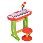 Orga instrument muzical de jucarie pentru copii, cu scaun colorat, GemaraDivineShop