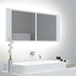 Dulap baie cu oglinda, 100 x 12 x 45 cm, iluminare LED, alb