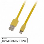 Cablu USB reversibil date + incarcare pentru iPhone 5/6 Lightning MFI 1m Galben, Lindy L31393