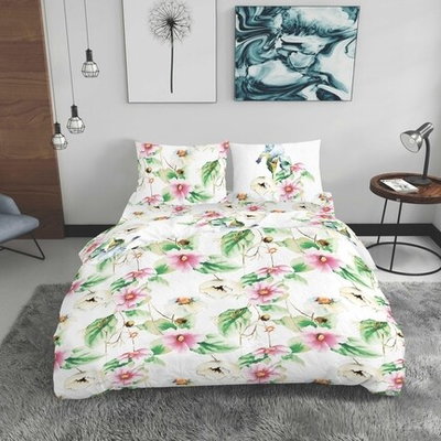Lenjerie de pat dubla King Size, Machupicchu, Bedora, 4 piese, 240x240 cm, 100% bumbac, multicolor