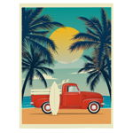 Tablou afis camion placa surf vintage - Material produs:: Poster pe hartie FARA RAMA, Dimensiunea:: 80x120 cm, 