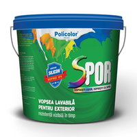 Vopsea ultralavabilă pentru exterior și interior cu silicon Spor, albă 15 l