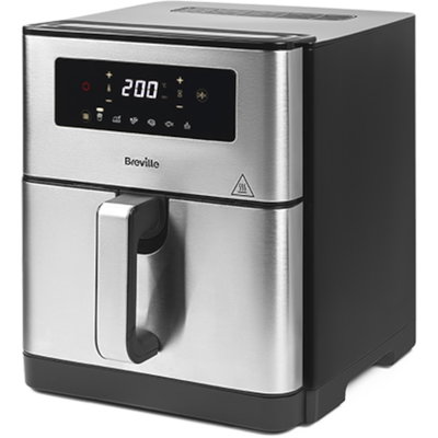 Friteuza cu aer cald Breville Halo Air XL VDF131X-01, 1700 W, 9L, display Digital, temperatura 200 °C, 6 programe, functii - prajire, coacere, rumenire, grill, vas detasabil, Argintiu/Negru, Breville