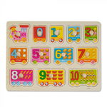 Puzzle din Lemn Incastru, Trenulet cu Vagoane Numerotate, 12 Piese Montessori, Nurio