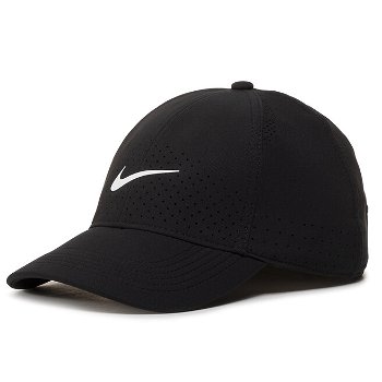 Nike, Sapca ajustabila cu imprimeu logo Dri-Fit, Negru